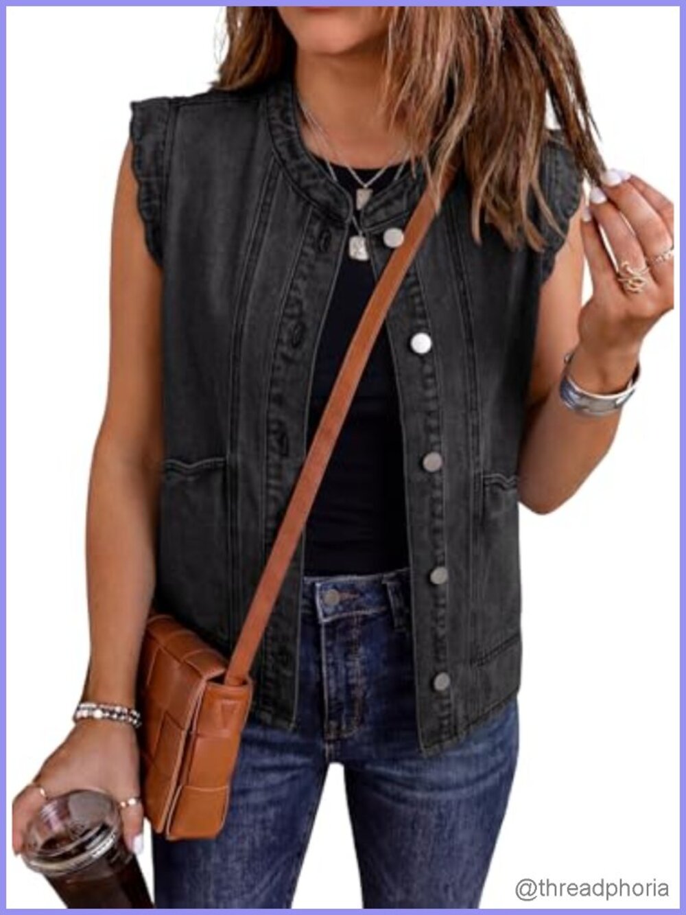 Sleeveless Denim Vest for Women – Western Button Down Waistcoat Summer Outerwear